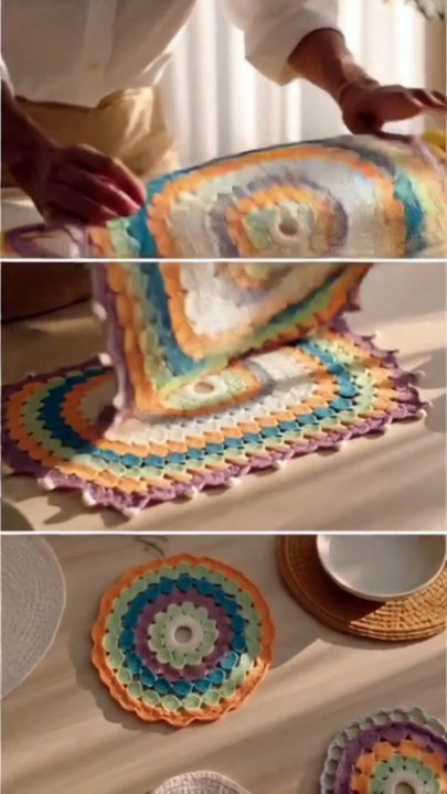 Crochet Dining Table Set Ideas | Elegant Handmade Table Decor, Runners, Placemats & Coaster. #crochetdining #crochetdiningset #crochetdecor #crochetplacemats #crochettablerunner #diningtabledecor #crochetcrafts #handmadehome  Reacts | DIY videos | crafts