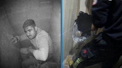 Kablo çekerken düştüğü havalandırma boşluğundan, duvar kırılarak kurtarıldı