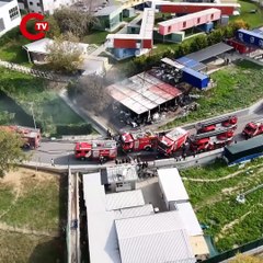 Üniversite kampüsündeki konteynerlerde çıkan yangın söndürüldü