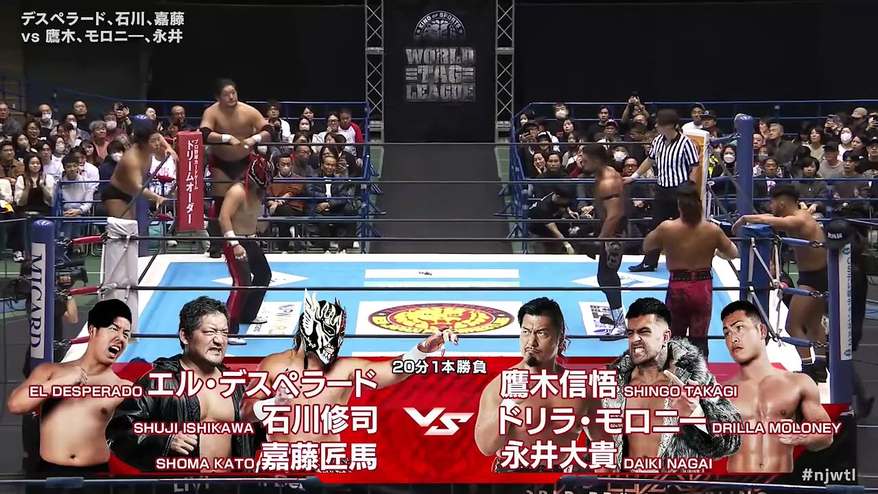 El Desperado, Shoma Kato & Shuji Ishikawa vs. Daiki Nagai, Drilla Moloney & Shingo Takagi: NJPW World Tag League 2025 Day 2 (11/22/2025)