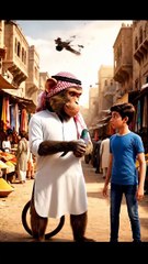 Funny Monkey in Shalwar Kameez Showing Pigeon to Boy – Hilarious Animal Comedy Video