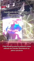 🎤 Durante uno de sus shows, #FidelRueda proyectó un video editado donde aparece la presidenta Claudia Sheinbaum bailando con el hombre que la acosó.