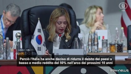 Meloni al G20: "Ridurre il debito africano è una scelta di giustizia"
