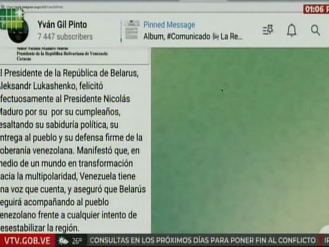 Pdte. Maduro recibe del homólogo de Belarús Aleksandr Lukashenko las felicitaciones por su cumpleaños