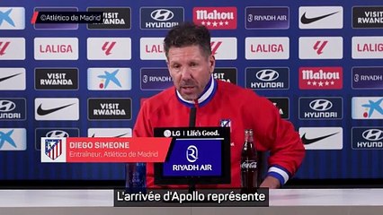 Simeone : "L'arrivée d'Apollo est une formidable progression pour le club"