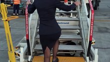 Flight attendant sexy black pantyhose