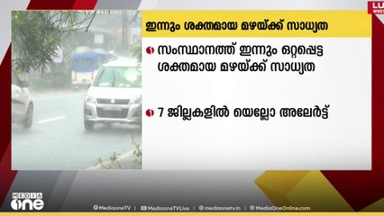 സംസ്ഥാനത്ത് ഇന്നും ഇടിമിന്നലോട് കൂടിയ ഒറ്റപ്പെട്ട ശക്തമായ മഴയ്ക്ക് സാധ്യത