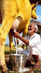 “Real Indian Village Life | Milking a Desi Cow | Fresh Morning Scene”