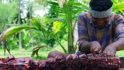 200 Pounds BIG TUNA FISH _ Tuna Fish Cutting and Cooking in Village _ Tuna Fish Steak Recipe