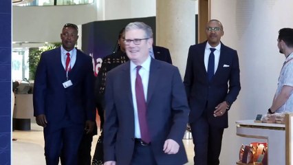 Moment Keir Starmer trips while meeting business leaders ahead of G20 summit