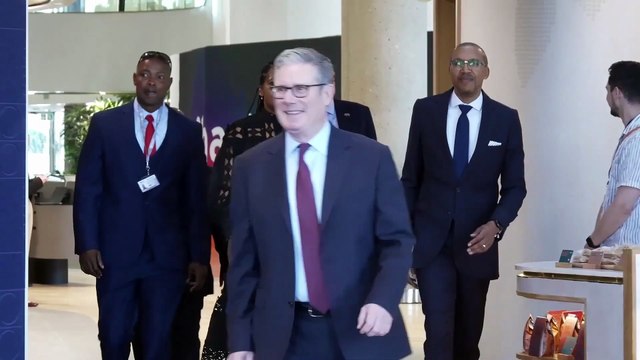 Moment Keir Starmer trips while meeting business leaders ahead of G20 summit