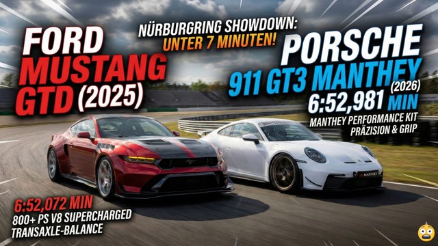 Ford Mustang GTD 2025 schlägt Porsche GT3 Manthey? Rundenzeiten-Vergleich!