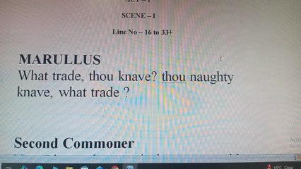 JULIUS CAESAR    ACT - I    SCENE - I    Line No 16 to 33 Explained