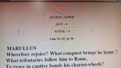 JULIUS CAESAR     ACT - I     SCENE - I     Line No 34 to 58 Explained