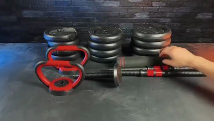Best Adjustable Dumbbell Set 4-in-1, 10-90 lbs, Can Be Used as Barbell, Kettlebells, and Push-Up Stand for Home Gym Workouts.!