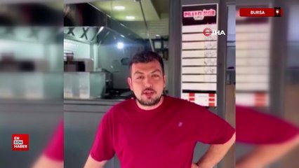 Bursa'da pilavcıya giren hırsız tatlı yedi işyeri sahibi çağrı yaptı