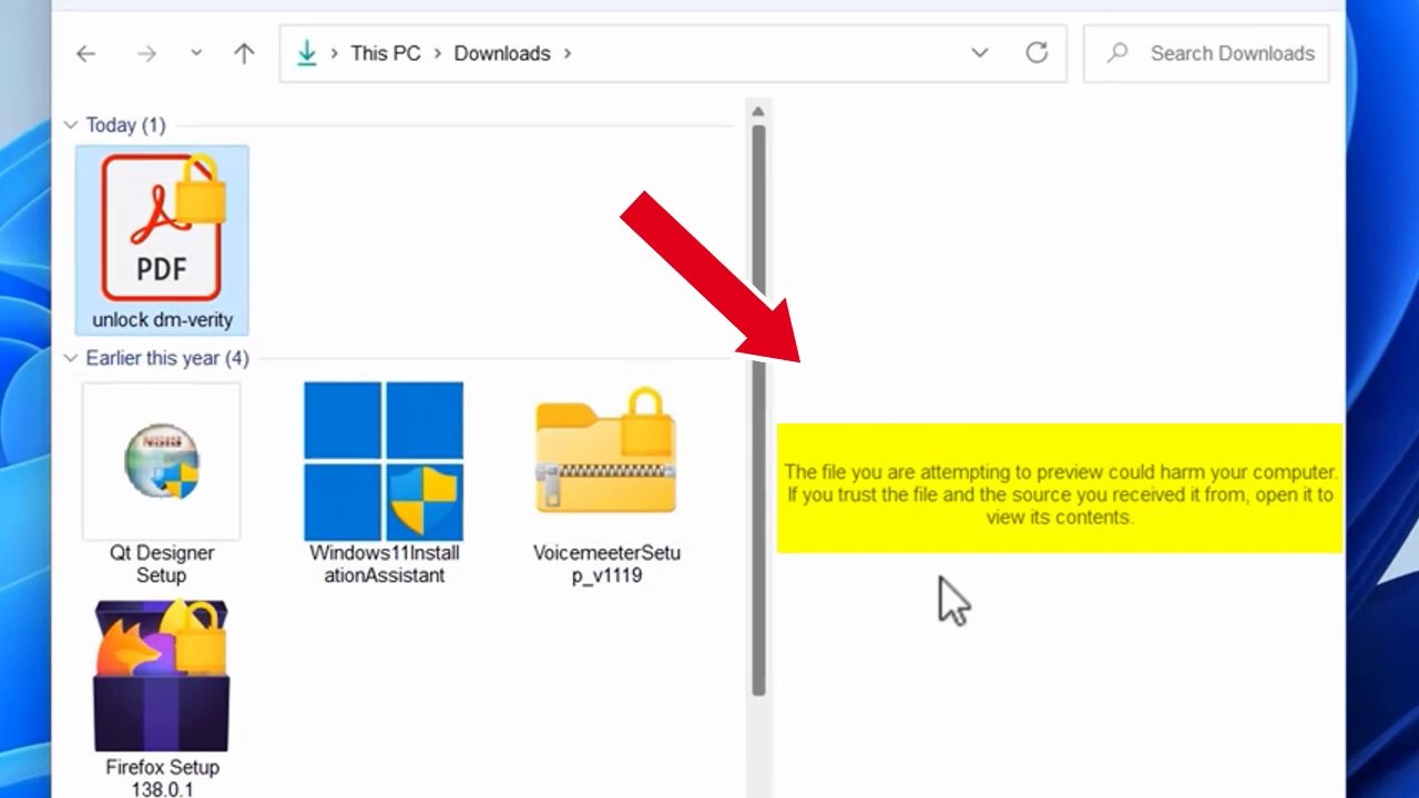 the file you are attempting to preview could harm your computer. if you trust the file... Solved