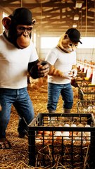 Chikki Monkey & Momo Cat Collecting Eggs in Poultry Farm – Funny Animal Video