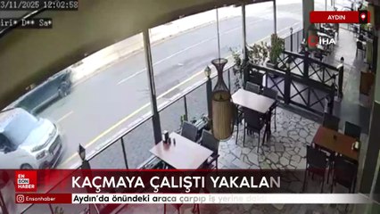 Aydın’da önündeki araca çarpıp iş yerine daldı