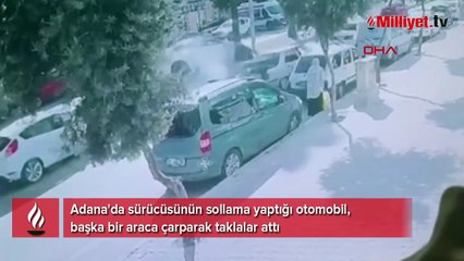 Otomobil, başka araca çarparak taklalar attı