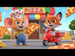 Mina Mouse & Fuzzy Fox at Giggle Pizza Shop | Fun Cooking Adventure for Kids 🍕🐭