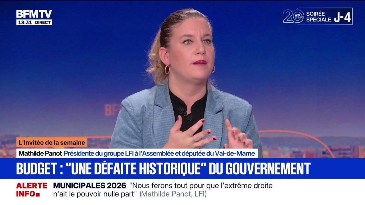 Budget rejeté: "C'est une défaite historique pour le gouvernement", déclare Mathilde Panot (LFI)