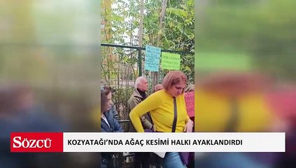 Kozyatağı’nda ağaç kesimi halkı ayaklandırdı