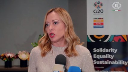 Johannesburg - Vertice G20, conferenza stampa del Presidente Meloni (23.11.25)