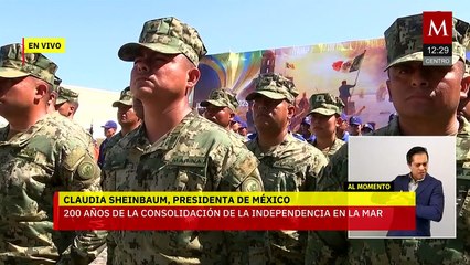 Sheinbaum encabeza en Veracruz ceremonia por 200 años de la Independencia en la Mar
