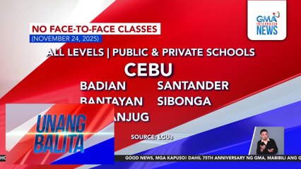 No face-to-face classes (November 24, 2025) | Unang Balita