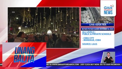Ilang kalye sa Barcelona, pinailawan na at nilagyan ng Christmas decorations | Unang Balita