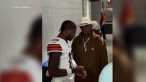 Shedeur and Deion Sanders share a personal moment after the Browns’ victory