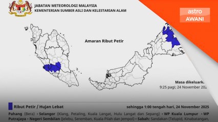 Ribut, hujan lebat & angin kencang dijangka landa beberapa negeri