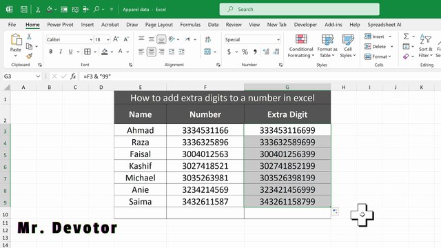 Add Extra Digits in Excel (Leading Zeros, Ending Numbers, Text Format)