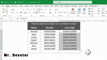 Add Extra Digits in Excel (Leading Zeros, Ending Numbers, Text Format)