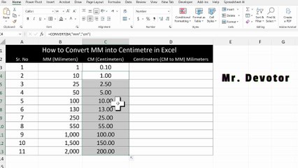 Convert Millimeters to Centimeters in Excel (Simple Formula)