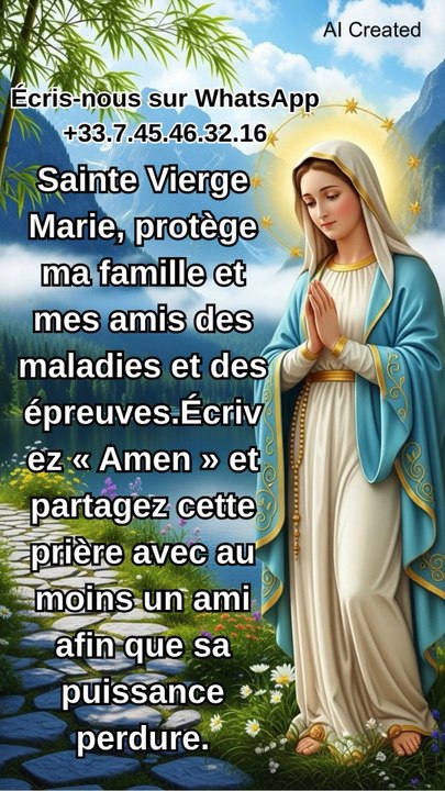 Sainte Vierge Marie, protège ma famille et mes amis des maladies et des épreuves.