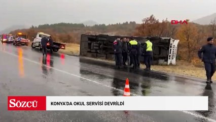 Konya'da okul servisi devrildi; 28'i öğrenci 29 yaralı