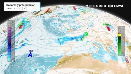 Un frente frío muy activo repartirá lluvias
