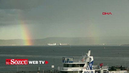 Çanakkale Boğazı gökkuşağı ile renklendi