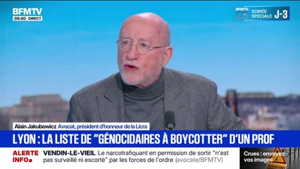Tweet polémique d'un professeur: "Je n'entends pas le maire de Lyon", déclare Alain Jakubowicz, président d'honneur de la Licra