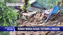 Trotoar Jembatan Brantas Longsor Timpa Rumah Warga