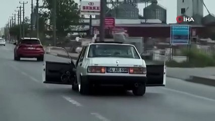 Trafik magandasından akıl almaz hareket