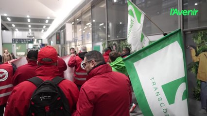 Marche symbolique des syndicats ferroviaires à Bruxelles en marge de la grève