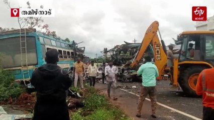 തെങ്കാശിയില്‍ സ്വകാര്യ ബസുകള്‍ കൂട്ടിയിടിച്ചു; ആറ് പേർക്ക് ദാരുണാന്ത്യം, 50ലധികം പേർക്ക് പരിക്ക്