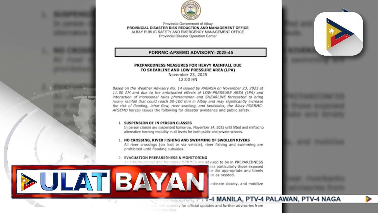 Local Chief Executives sa Bicol Region, naglabas na ng advisories kaugnay sa Bagyong #VerbenaPH | ulat ni Connie Calipay - PNA