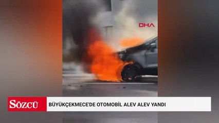 Büyükçekmece'de otomobil alev alev yandı
