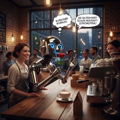 When AI Tries Flirting ☕🤖💀 #RobotRomance #FunnyTech #AIComedy #USAViral #lolshorts