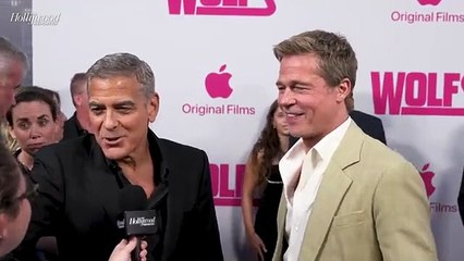 Brad Pitt & George Clooney Say it was "Fun" Reuniting for 'Wolfs' since 'Oceans' & Talk Streaming | THR Video
