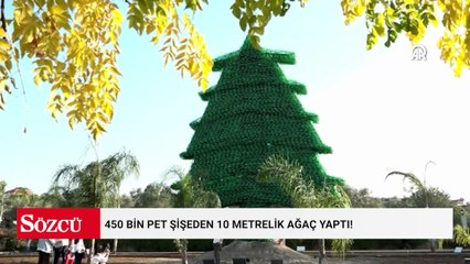 450 bin pet şişeden 10 metrelik ağaç yaptı! Guinness rekorunu kırdı